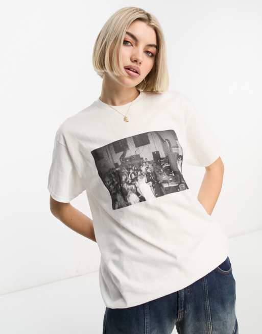 Basic Pleasure Mode Photographic Print Oversized T Shirt In Ecru Asos