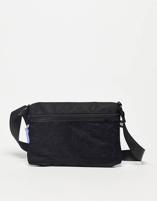 Basic Pleasure Mode - pouch cross body bag in black mesh with power cords