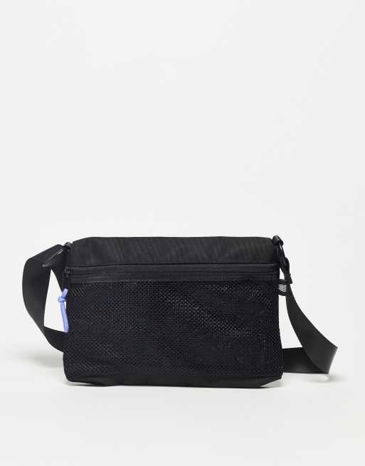  Basic Pleasure Mode pouch cross body bag in black mesh with power cords