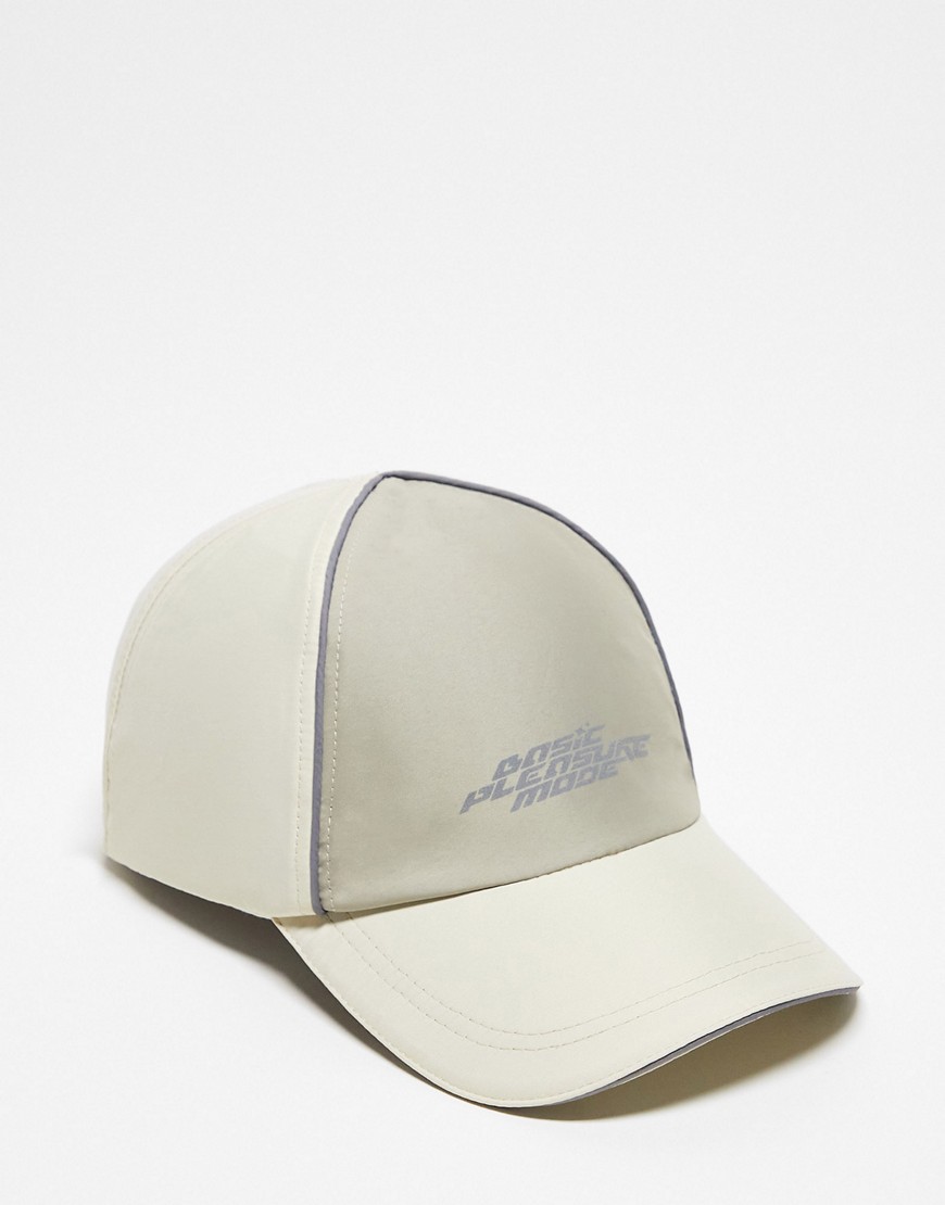 Basic Pleasure Mode reflective nylon logo cap in stone-Neutral