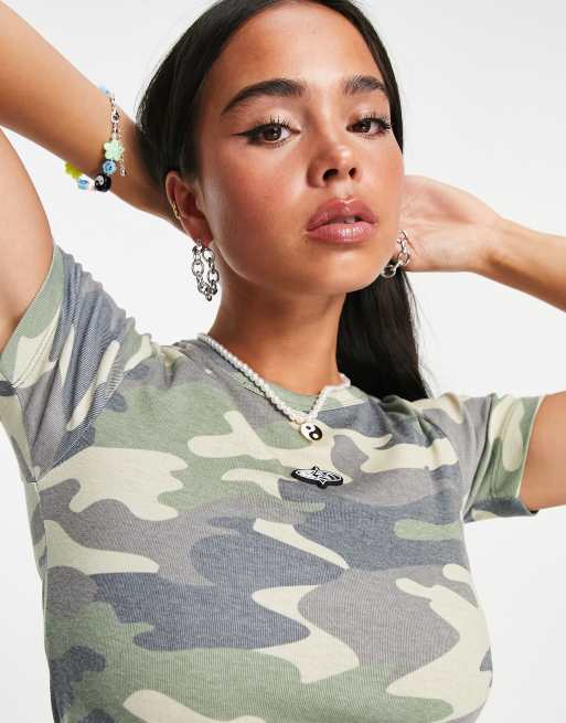 Basic Pleasure Mode shrunken camo t-shirt in multi