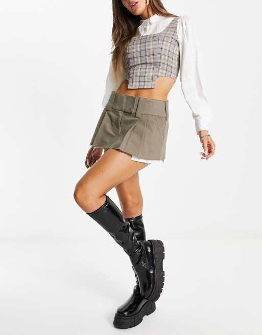 Basic Pleasure Mode - Ultra mini kilt-rok met zichtbare zakken in beige