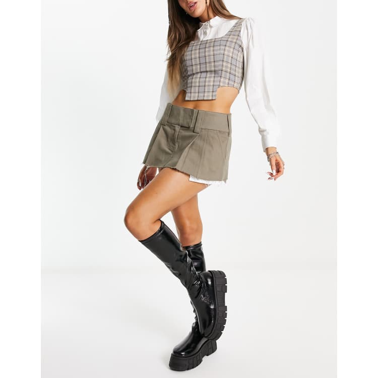 Basic Pleasure Mode ultra mini skirt kilt with exposed pockets in