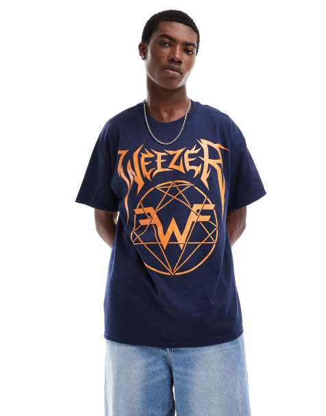 Basic Pleasure Mode Weezer license t-shirt in blue - view 1