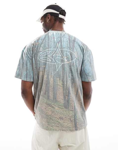 Basic Pleasure Mode woodland print oversized t-shirt in multi - view 1