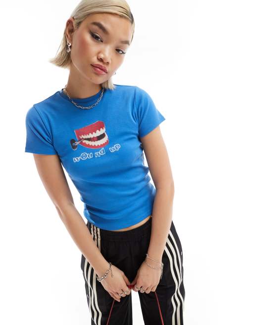 Basic Pleasure Mode wound up slogan t-shirt in blue