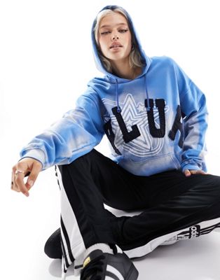 Basic Pleasure Mode x Subculture peace love unity respect oversized hoodie in blue  - ASOS Price Checker