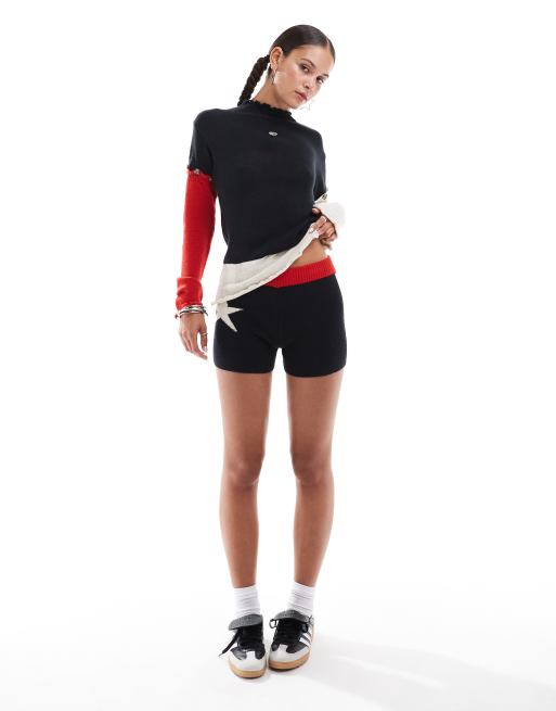 Basic Pleaure Mode - Liquorice - Gebreide micro short in multi, deel van co-ord set