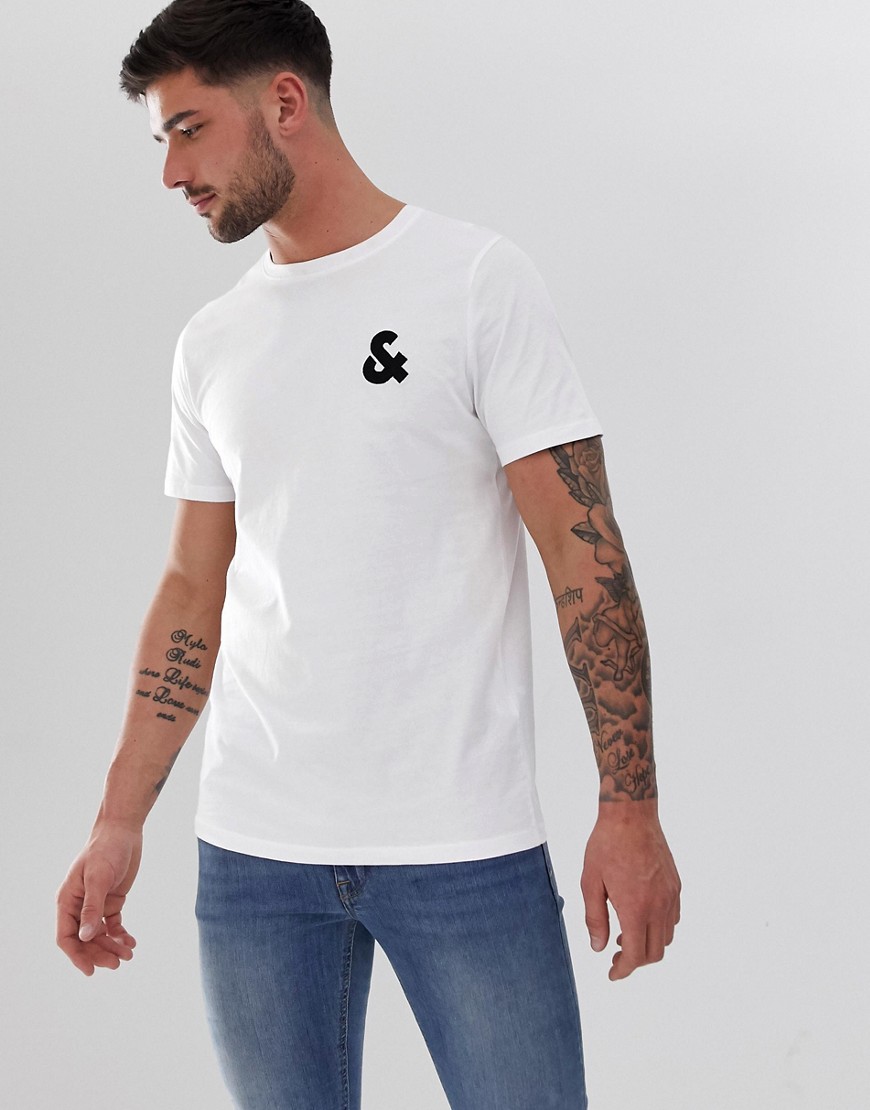 Basics t-shirt med rund hals og logo på brystkassen fra Jack & Jones-Hvid