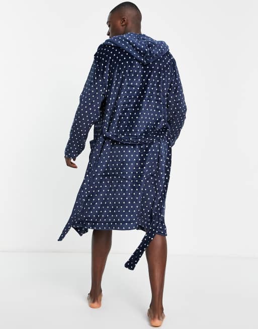 Bata azul marino con estampado de lunares y forro de borreguito Pluto de Threadbare, 2 de 4
