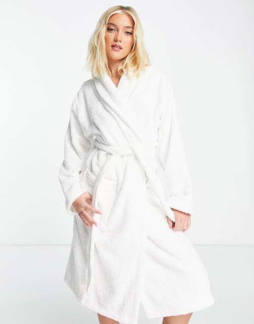 Bata blanca de tejido de rizo Premium de Loungeable