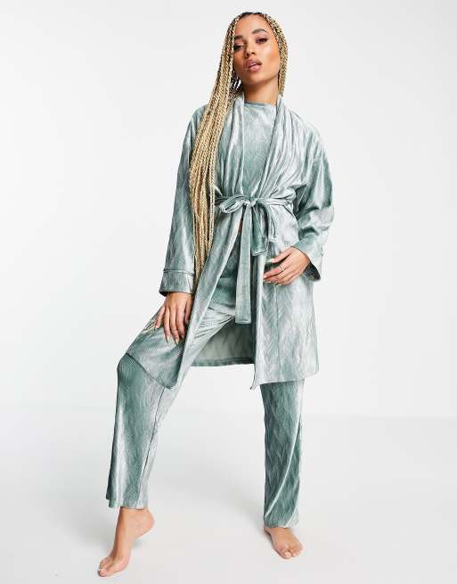 Conjunto de estar por casa color salvia de velour Mix & Match de ASOS DESIGN, 2 de 4