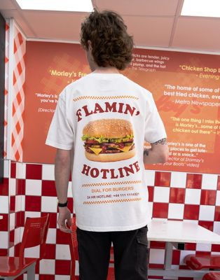 Batch1 unisex burger hotline photo print t-shirt in white