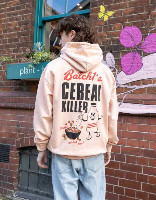  Batch1 unisex cereal killer slogan hoodie in peach