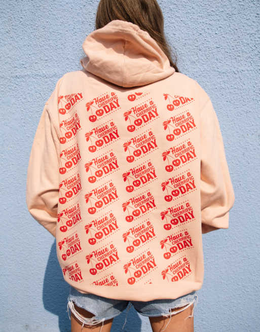  Batch1 unisex cherrific day cherry graphic hoodie in peach