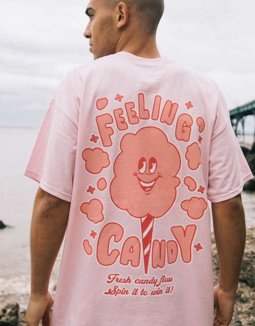 Batch1 unisex feeling candy staycation graphic t-shirt in pink