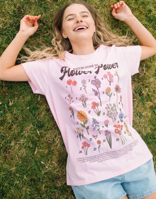  Batch1 unisex flower power guide graphic t-shirt pink