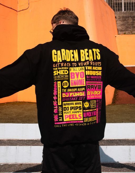 Batch1 unisex garden beats festival poster hoodie in black