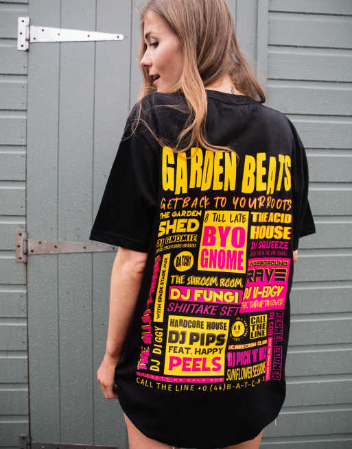  Batch1 unisex garden beats festival poster t-shirt in black