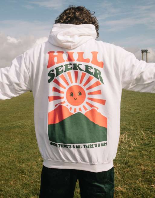 Batch1 unisex hill seeker graphic hoodie in white