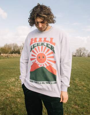 Batch1 unisex hill seeker graphic sweatshirt in grey