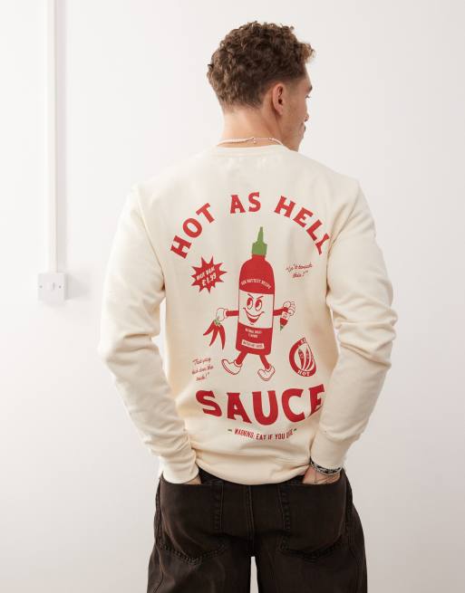 Batch1 unisex hot as hell sauce graphic sweatshirt in vanilla