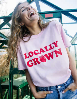  Batch1 unisex locally grown strawberry slogan t-shirt in pink