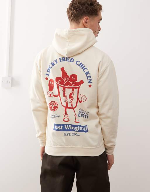 Batch1 unisex lucky fried chicken graphic hoodie in vanilla