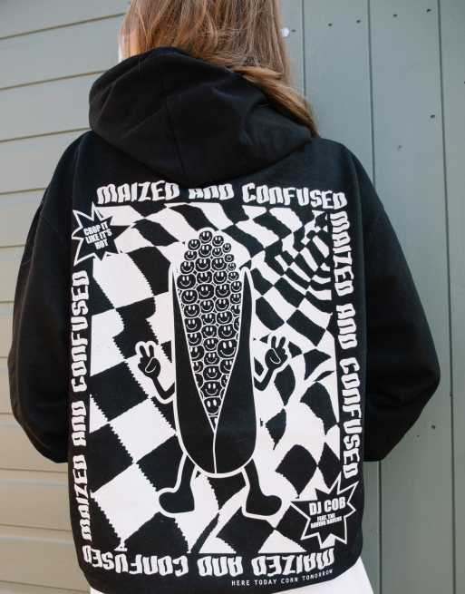  Batch1 unisex maized and confused festival graphic hoodie in black