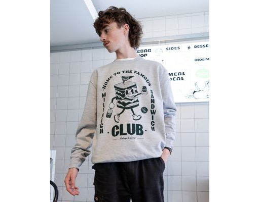 Batch1 unisex mile high sandwich club graphic sweatshirt in grey