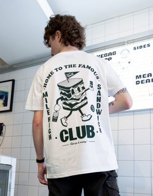 Batch1 unisex mile high sandwich club graphic t-shirt in white