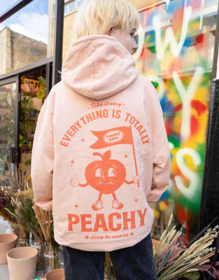  Batch1 unisex retro style everything is peachy graphic hoodie in peach