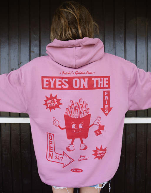  Batch1 unisex retro style eyes on the fries graphic hoodie in purple