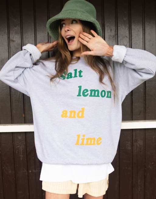  Batch1 unisex salt lemon and lime slogan sweatshirt in grey