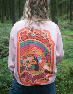  Batch1 unisex shiitake happens mushroom graphic sweatshirt in pink