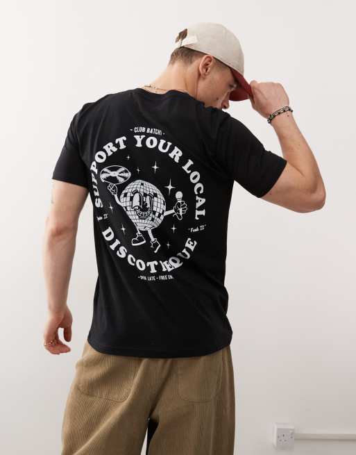  Batch1 unisex support your local discotheque graphic t-shirt in black