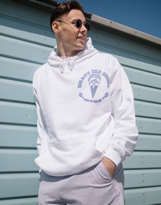 Batch1 unisex what's the scoop ice cream graphic hoodie in white
