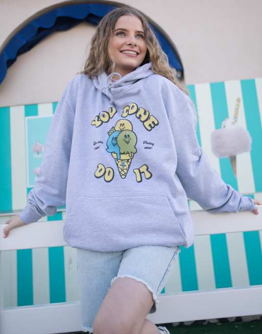 Batch1 unisex you cone do it ice cream graphic hoodie in grey