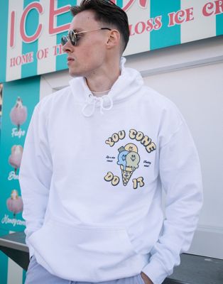Batch1 unisex you cone do it ice cream graphic hoodie in white