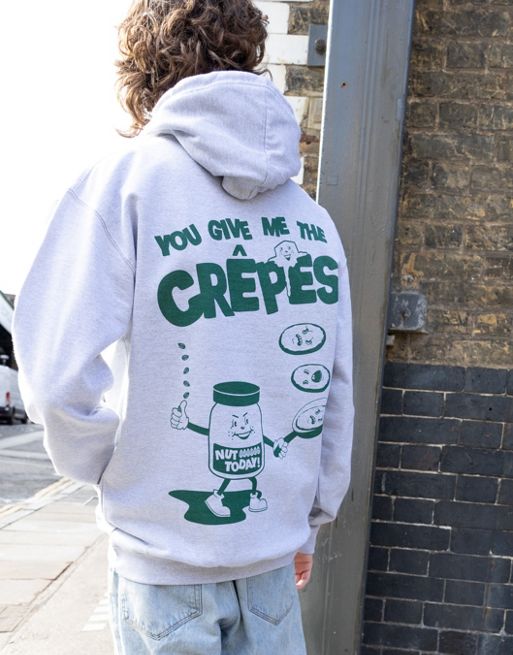Batch1 unisex you give me the crepes graphic Viridi-Anne hoodie in grey