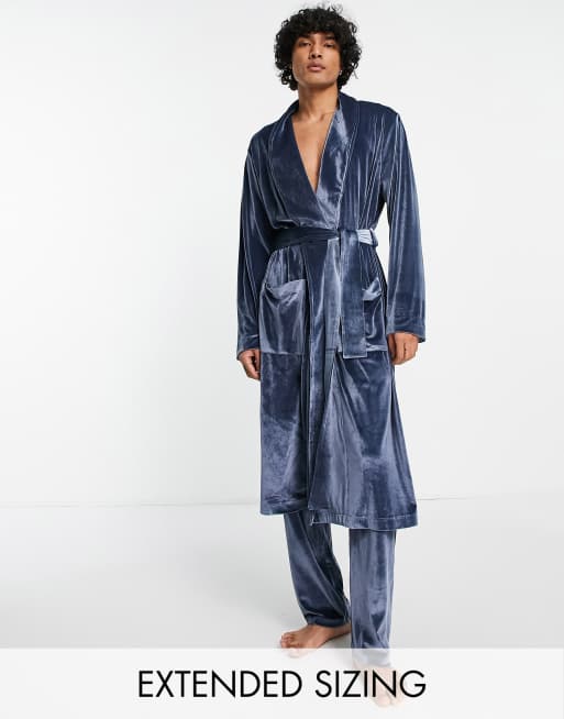 Batín azul marino de velour de ASOS DESIGN