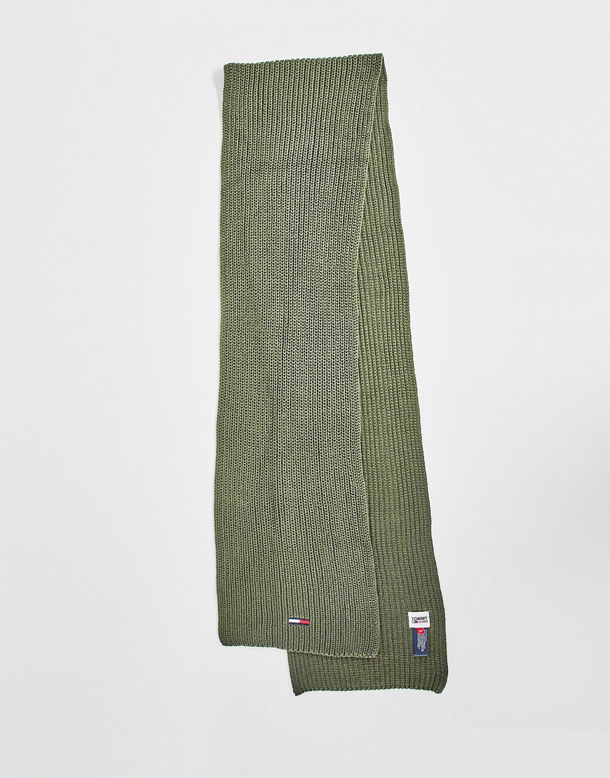 фото Базовый шарф в рубчик цвета хаки tommy jeans-зеленый цвет