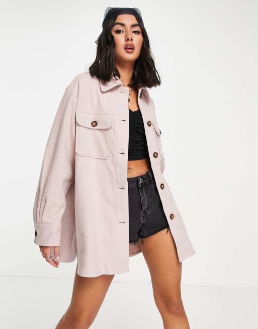 BB Dakota herringbone shacket in pale pink | ASOS