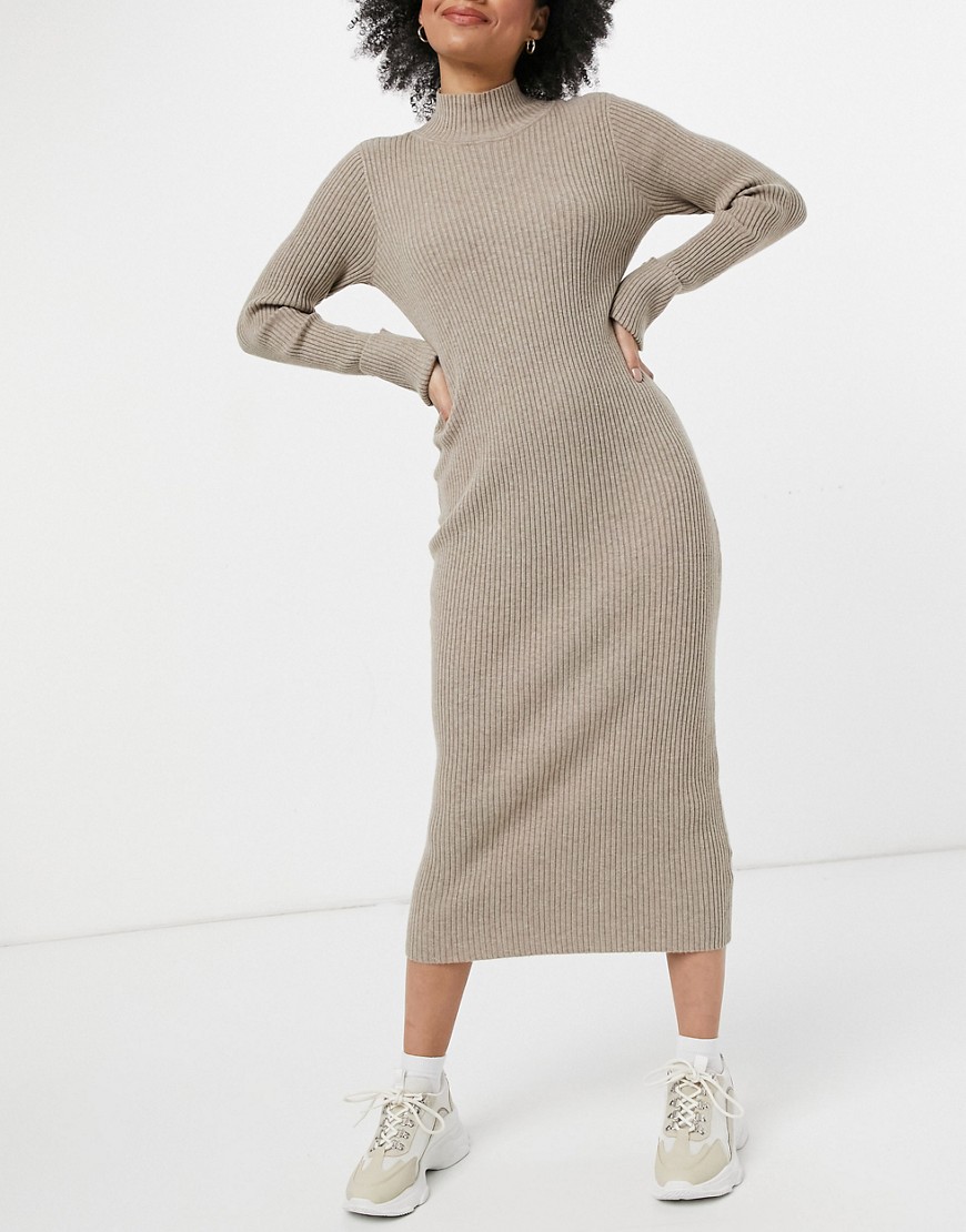 BB Dakota - Sweater of Intent - Midi jurk in taupe-Zwart