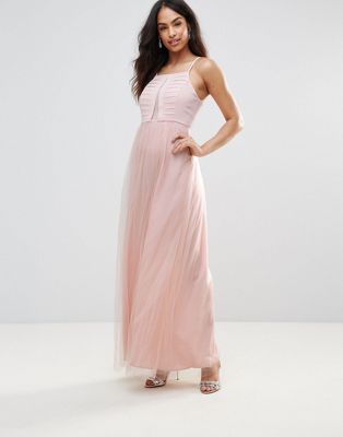 BCBC – Maxiklänning med kjol i organza mesh-Rosa