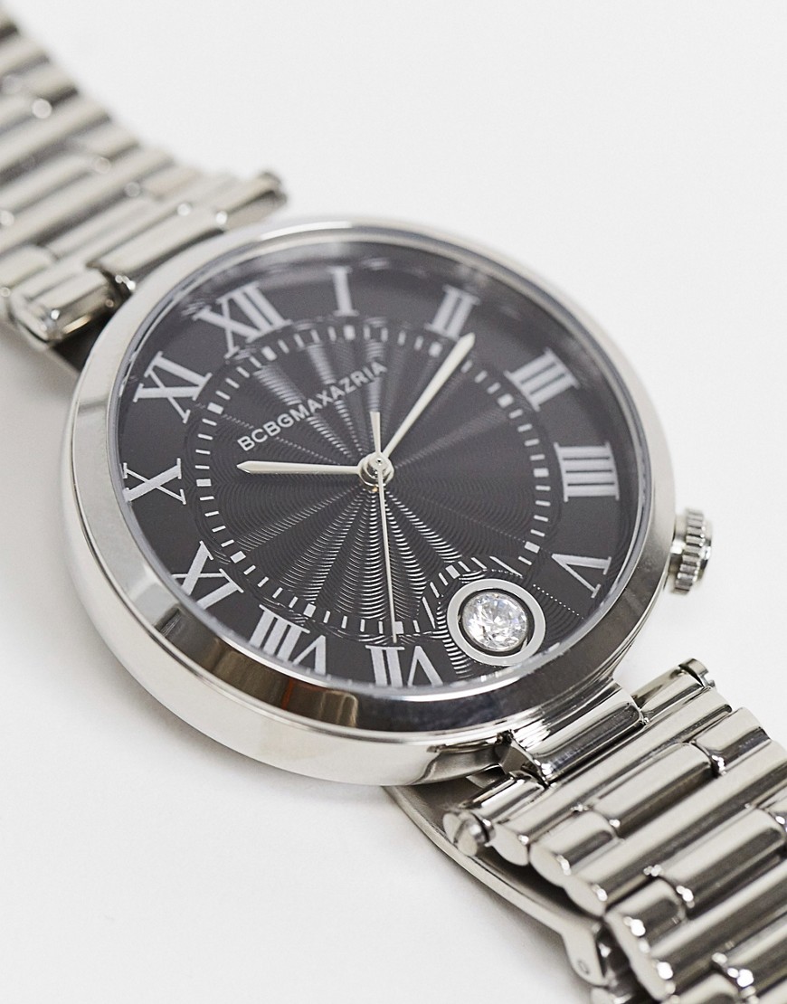 BCBG Max Azria bracelet watch with black dial-Silver