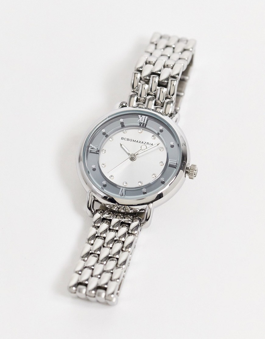 BCBG Max Azria - Horloge met grove schakelband-Zilver
