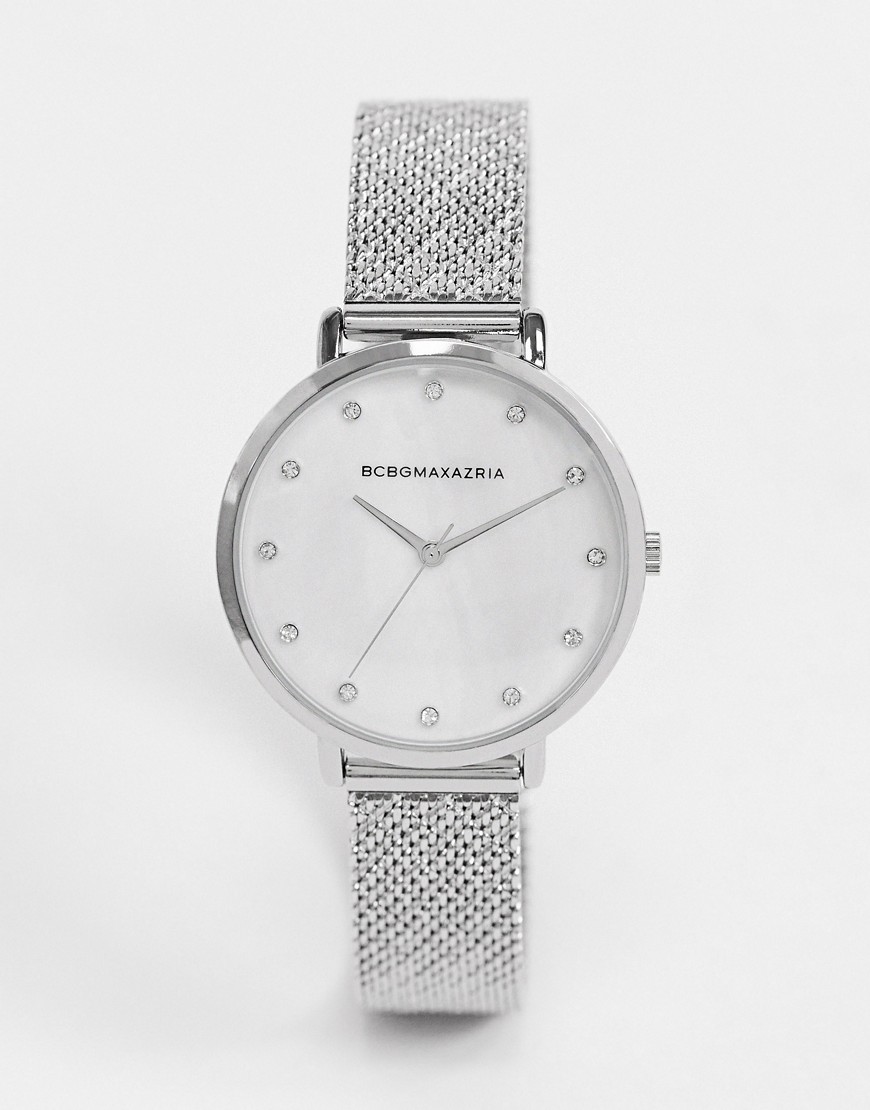 BCBG Max Azria - Horloge met zilveren mesh band