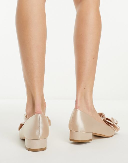 Be Mine Aafya flat shoes with bow in blush satin