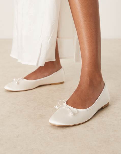 Be Mine Adyra ballet shoes with bow detail in ivory - view 1